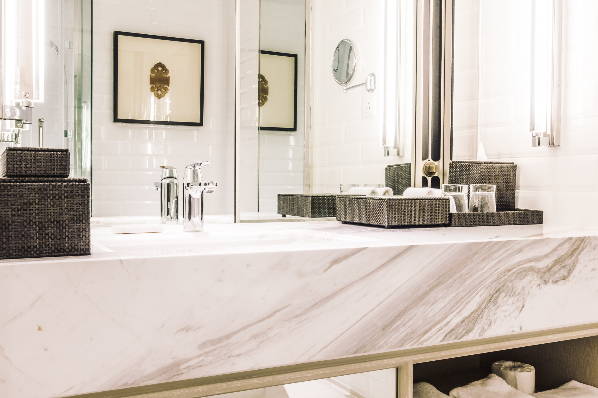 Bathroom vanity stone top installation The Woodlands TX by Olafab Cabinetry